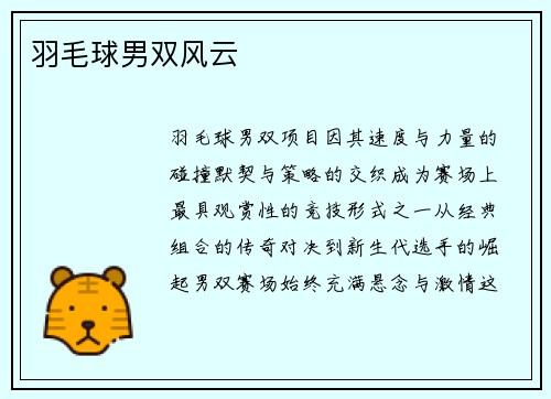 羽毛球男双风云